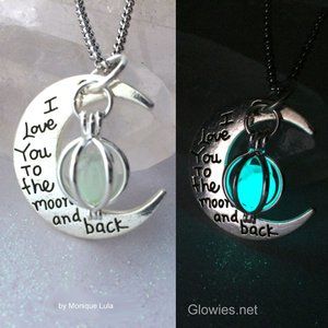 Love you to the moon and back Glow in the dark Necklace